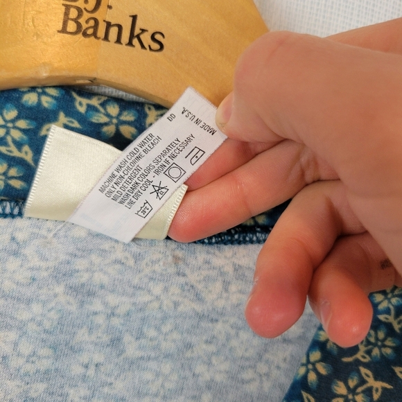 Vintage L.L. Bean Floral Midi Dress Long‎ Sleeves Blue Green Size Extra Large XL - Picture 7 of 13